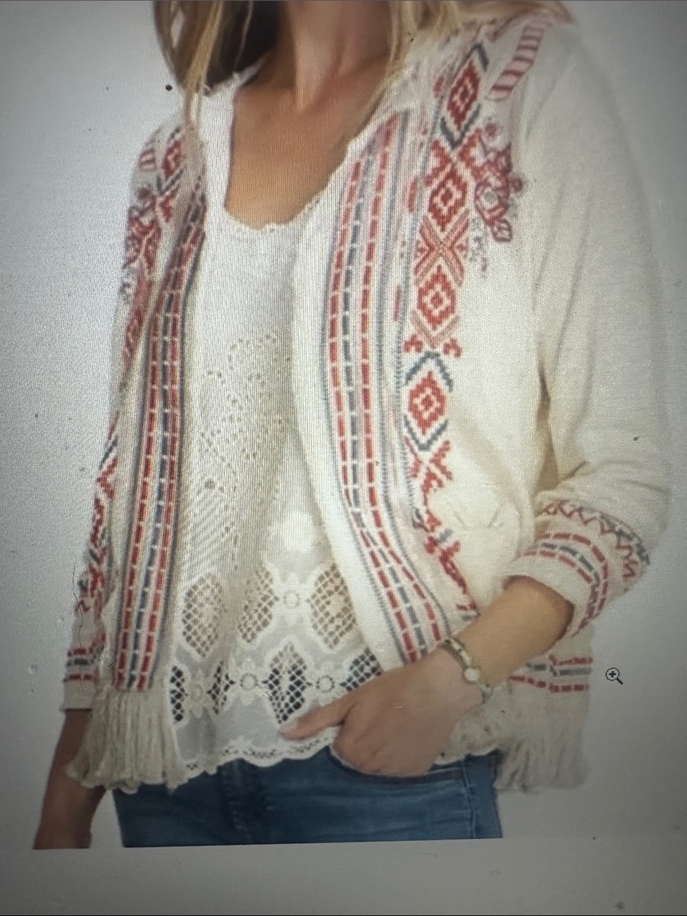 Johnny Was Yatzil Embroidered Fringe Jacket Size Small NWT